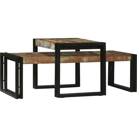Couchtisch 2 pcs Mehrfarbig Massives upgecyceltes Holz