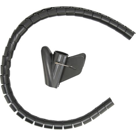 Kabelkanal-Organizer, Spiralkabel-Management-Rohr, offene Ausführung mit Clip, 10 Meter, Schwarz, Durchmesser 10 mm (1/5)