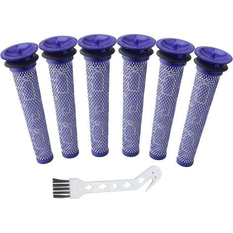 FENOPLASTICALot de 6 pré-filtres de remplacement pour aspirateurs Dyson DC58, DC59, V6, V7, V8 – Brosse incluse – Lavable et réutilisable - 965661-01 (1/5)
