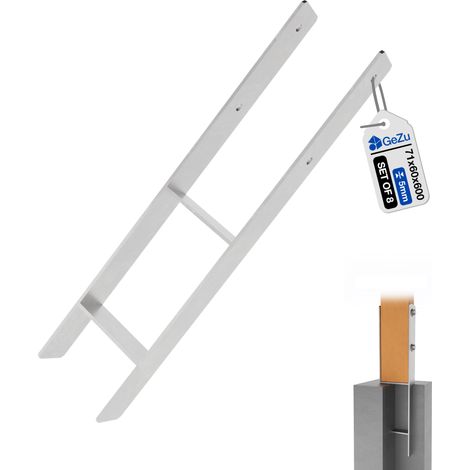 Lot de 8 Support de poteau en H galvanisé à chaud – 71 x 600 mm – Pied à sceller avec platine bois pour clôtures et poteaux  – Pied de poteau à sceller en H – GeZu Impex