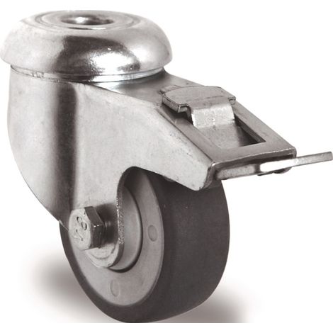 TECWERK Lenkrolle m.Festst.D.50mm Trgf.50kg m.Rückenloch 11mm Kugell.Gum.grau TECWERK