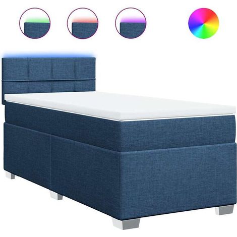 Cadre de lit en tissu, matelas inclus, bleu, 80 x 200 cm (1/5)