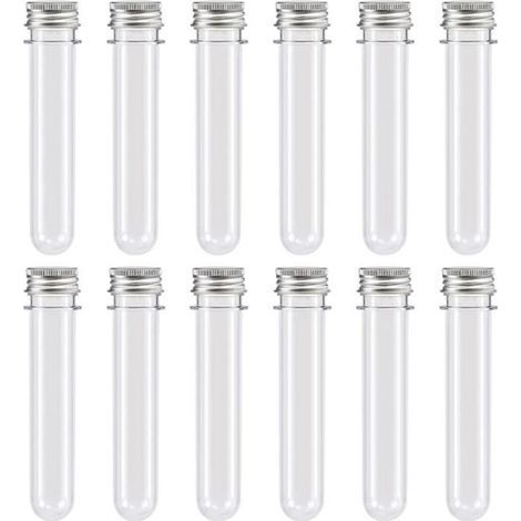12 Stück 40 ml durchsichtige Kunststoff-Reagenzgläser mit Schraubverschluss als Gastgeschenk zur Taufe (1/4)