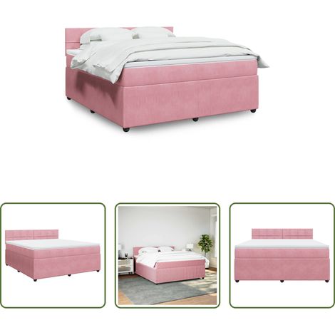 Matratze - Boxspringbett mit Matratze Rosa 180x200 cm Samt (1/5)