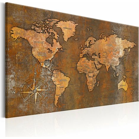 Tableau monde rouillé - 90 x 60 cm (1/4)
