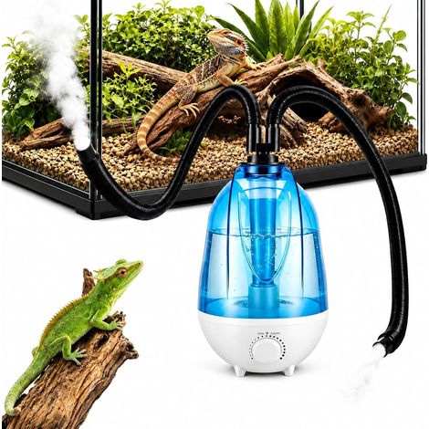 Nebulizzatore per terrari da 4 litri, sistema di nebulizzazione da 300 ml/h con tubo regolabile, 7 colori di luce notturna, protezione anti-secco, umidificatore ad ultrasuoni per rettili doppio ugello (1/5)