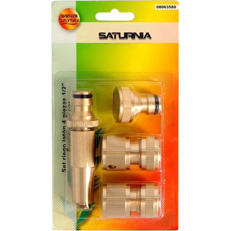 SATURNIA set riego 4 piezas para mangueras 1/2 fabricado en laton. (1/2)