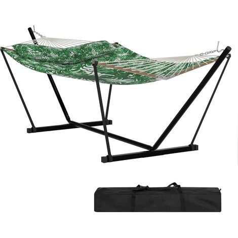 Hamac 2 Places avec Support - Hamac Double avec Structure Acier Robuste - Charge Max 205 kg - 365 x 140 cm - Vert (1/5)