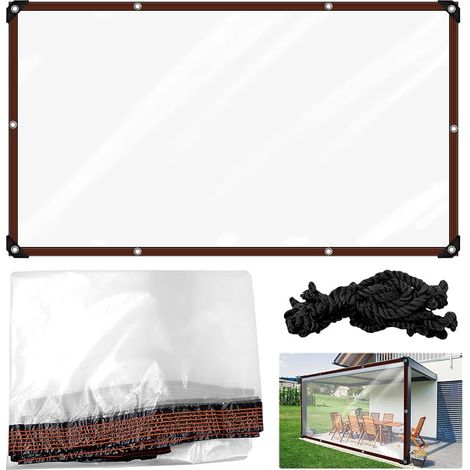 Transparent Tarpaulin with Eyelets 2 x 3 m for Garden, Balcony, Terrace and Greenhouse, Waterproof PVC Tarpaulin for Outdoors (1/5)
