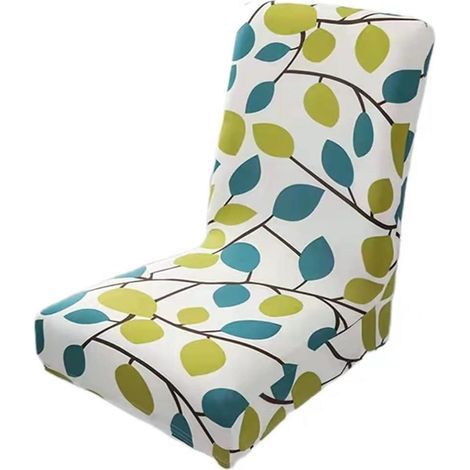 Fundas para sillas, fundas protectoras universales modernas para sillas, fundas elásticas para sillas, fundas para sillas (estampado de ramas, juego de 1), verde y blanco (1/2)
