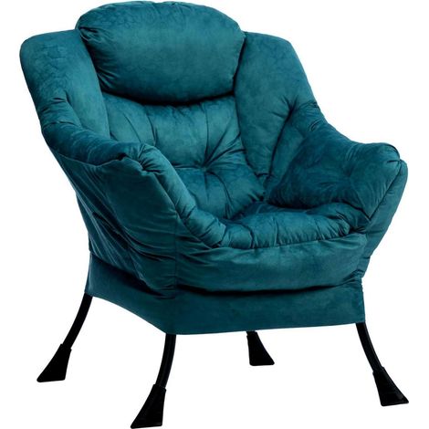 Fauteuil confortable avec accoudoirs et poche latérale, bleu-vert (1/5)