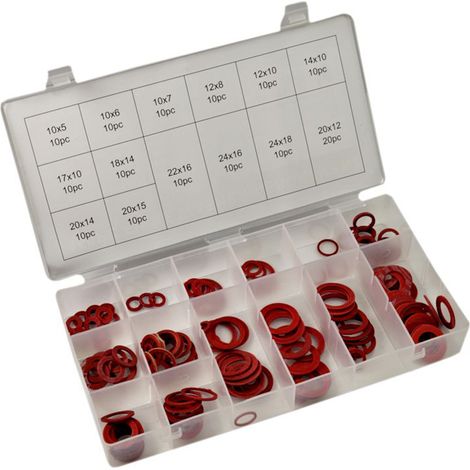 Guarnizioni Compresse Piatte in Fibra 150pz Assortimento Misure Rondelle Anelli