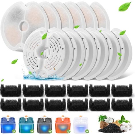 12 Katzenbrunnenfilter, geeignet für ultraleise 2-Liter-Trinkbrunnen (67 oz), mit LED-Nachtlicht und dreifachem Filtersystem.