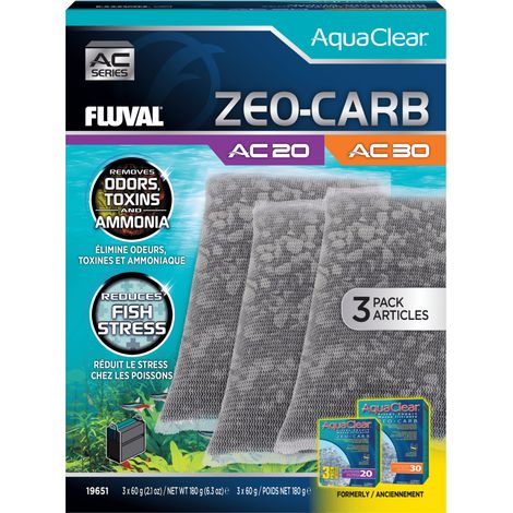 Pack ahorro Zeo-Carb para filtro AquaClear Fluval AC - Pack de 3