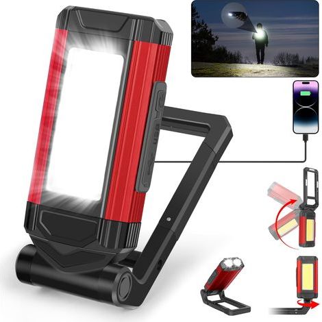 Rechargeable LED Light, 360° Rotating Bracket and Folding Hook with Magnetic COB Torch for Car, Emergency Use (1/5)