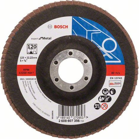 Bosch Fächerschleifscheibe Expert for Metal 125 22,23 120 gerade Glasgewebeteller - 2608607356 (1/5)