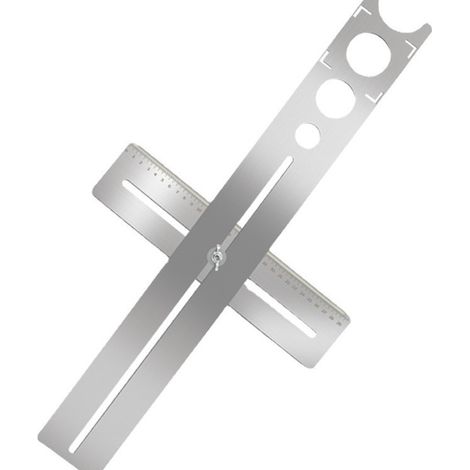 Righello di posizionamento per piastrelle in acciaio inox, punzone regolabile per fori per piastrelle, strumento multifunzionale per marcatura a parete per il taglio della ceramica - 40,0 cm