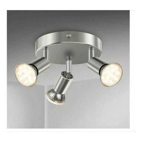 Plafonnier LED Salle De Bain - 3 Points Orientables IP44 - Chrome - Ampoules GU10 Incluses - 3 x 3 W (1/4)