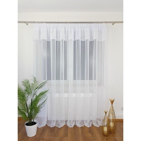 Tenda pronta all'uso effetto lino con lambrequin 400x250 cm su nastro (1/5)