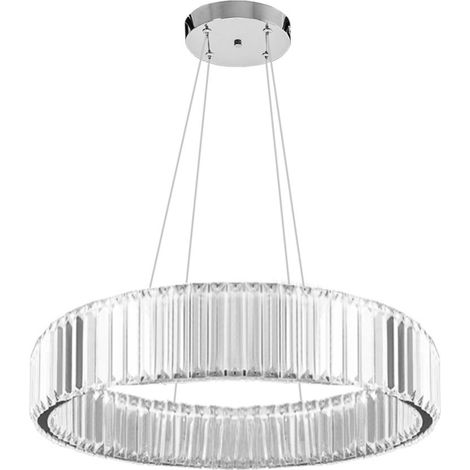 LÁMPARA de SUSPENSIÓN APP982-CP CRISTAL LED REDONDO 2-PUNTOS de LUZ 24W 40X40X8-98CM AJUSTABLE (1/5)