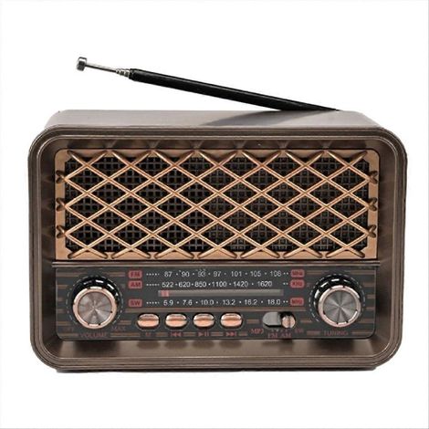 Tragbares Retro-Bluetooth-Radio mit FM/AM/SW-Empfang, LED-Beleuchtung, TF-Karten-, USB- und AUX-Anschluss sowie klassischem kabellosem Lautsprecher (1/5)