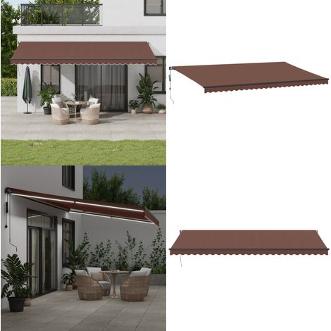 Auvent rétractable automatique avec LED marron 600x300 cm - Auvent Retractable - Abri Solaire - Parasol - Store Extérieur - Protection Uv - Home & Living (1/5)