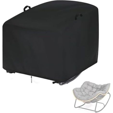Housse de protection pour chaise à bascule en rotin de patio, en tissu Oxford 210D avec ourlet élastique, protecteur imperméable (1/5)