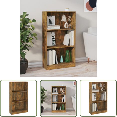 The Living Store Bibliothèque Chêne fumé 60x24x109 cm Bois d'ingénierie - Bibliothèque - Étagère - Meuble De Rangement - Bibliothèque Design - Bibliothèque Moderne (1/5)