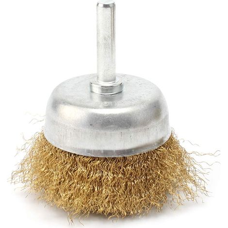 Brosse coupelle en fil de laiton ondulé — Un outil de polissage pour le dérouillage, le nettoyage et le polissage de surfaces.