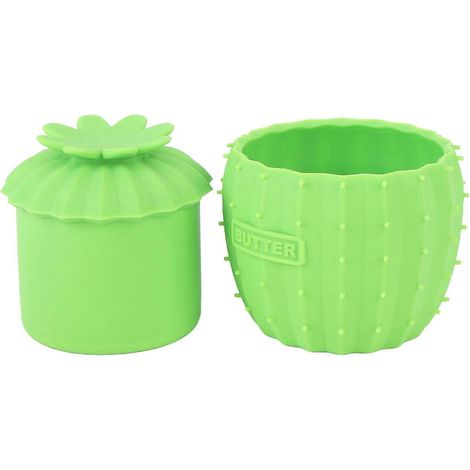 Beurrier avec couvercle et indicateur de niveau d'eau, en silicone résistant à la chaleur, vert, pour la cuisine