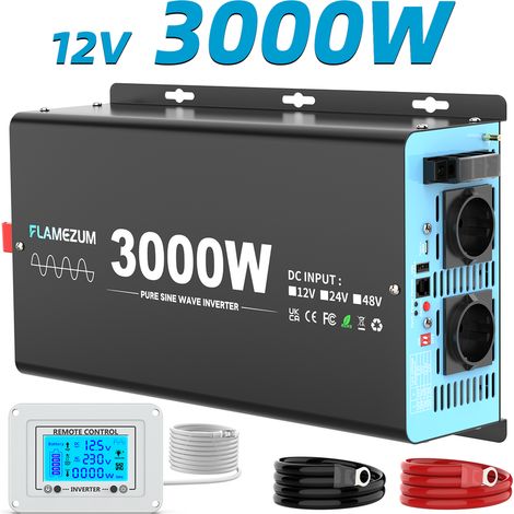 Spannungswandler 12V auf 230V – Reiner Sinus‑Wechselrichter 3000W Dauerleistung 6000W Spitzenleistung – Schutz vor Überhitzung und Kurzschluss (1/5)