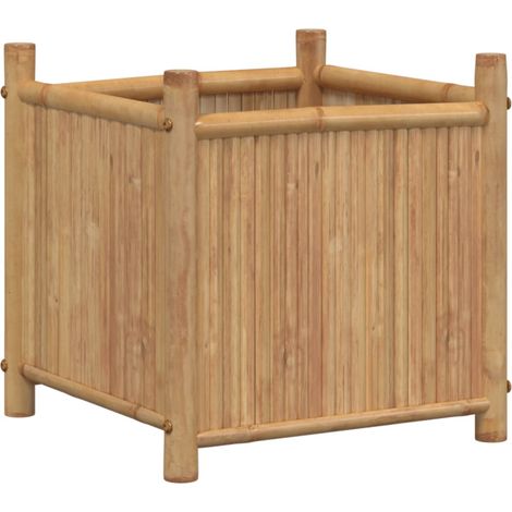 Jardinière bac lit surélevé plantes fleurs terrasse jardin 40 x 40 x 40 cm bambou marron