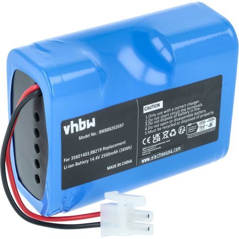 vhbw Battery compatible with Hoover RBC050/1011, RBC050011, RBC070, RBC070/1011, RBC070011, RBC090 Home Cleaner (2500mAh, 14.4 V, Li-ion)