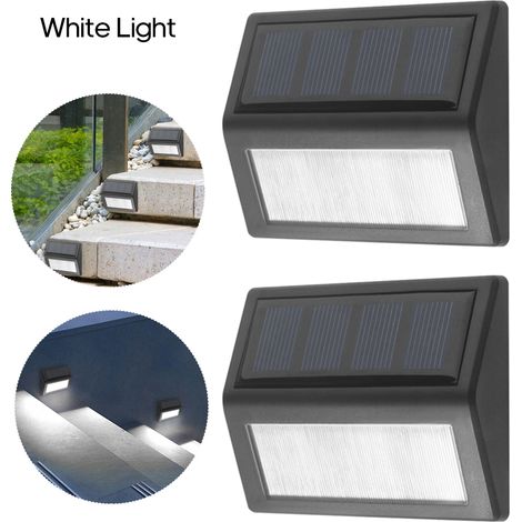 2 Stück 6-LED-Solar-Treppenwandleuchte, IP65 wasserfest, Außenbeleuchtung für Gartenwege und Innenhöfe (1/5)