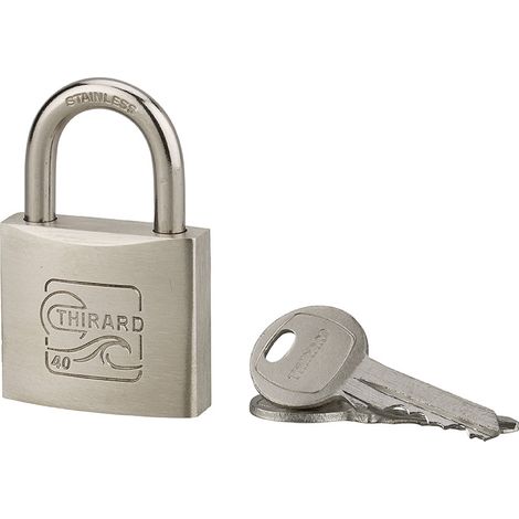 Lucchetto nautico Skipper, acciaio inox, marino, arco in acciaio inox, 40 mm, 2 chiavi - THIRARD