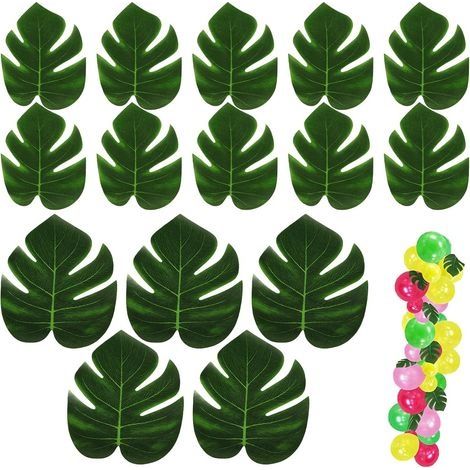 Tropicales Feuilles De Monstera pour 20 Pièces Décoration Feuille Monstera Simulée Feuilles Palmier Tropicales Artificielles Deco Feuille Palmier pour Décoration Fête Hawaïenne Decoration Jungle,15cm (1/5)