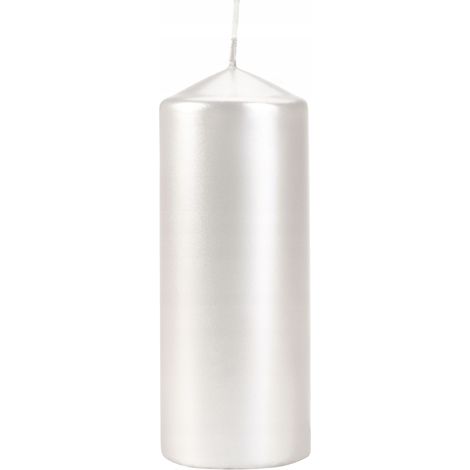 Vela cilíndrica blanca perla Bispol para comunión, 6x15cm (1/3)