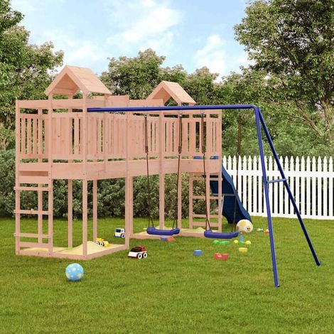 Aire de jeux extérieure : Aire de jeux d'extérieur bois de pin massif jeu extérieur enfant, aire de jeu jardin, balançoire enfant , pour jardin, usage domestique , enfant 3-8 ans (1/5)
