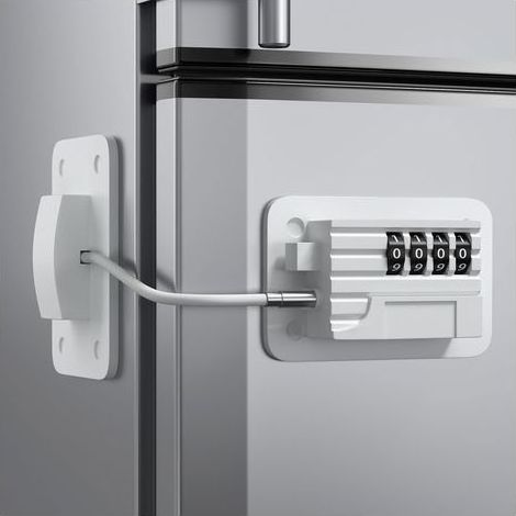 Refrigerator Lock - Upgraded Combination Lock for Upright Freezer, Child Safety for Cabinets, White (1/5)