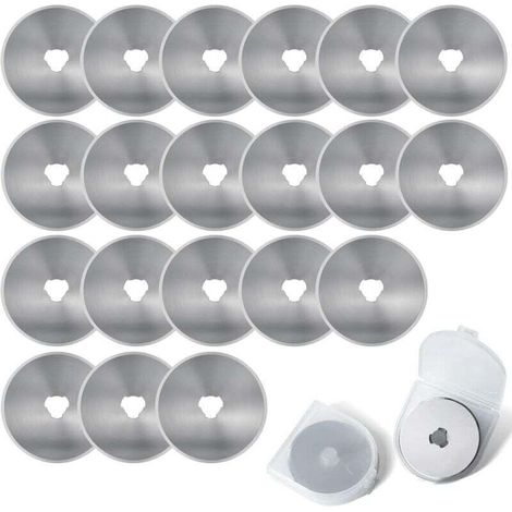 20 Pièces Lame Rotatives de 45 mm Lames de Rechange pour Cutter Lames Rondes avec Étui de Rangement pour Quilting Papier Tissu Scrapbooking Couture Coupe-Tissu (1/4)