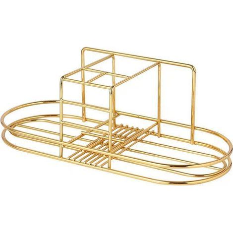Wall-mounted toothbrush holder, multifunctional electric toothbrush holder, no-drill toothbrush holder, bathroom storage, gold (1/5)