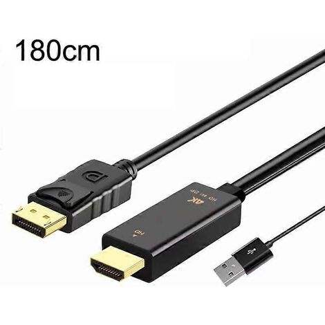 Adaptateur HDMI vers DP H147 180 cm 4K 60 Hz avec alimentation (convertisseur haute définition) (1/4)