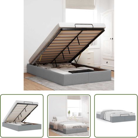 vidaXL Ottoman-Bett ohne Matratze Hellgrau 120x200 cm Stoff (1/5)