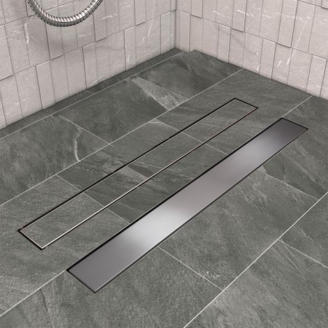 SIRHONA Caniveau douche italienne,anti odeur 2 en 1 sortie d'eau à 360 °extra plat pour la douche à l'italienne Caniveau pour douche avec Pare-odeur et Passoire à Cheveux - 100 cm