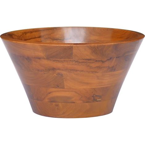 Vasque à poser Lavabo à poser pour salle de bain - Bois de teck massif Φ40x20 cm BV887907 - BonneVie (1/5)