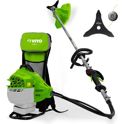Vito – Débroussailleuse thermique 47cm³ – Moteur 2T – Largeur de coupe 430mm – Autonomie 1h30 – Sac à dos pour confort d'utilisation