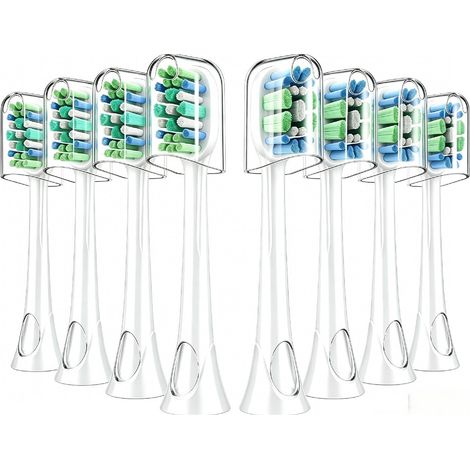 Lot de 8 Têtes de Brosse à Dents Compatible pour Sonicare – 4 Prévention Plaque + 4 Douceur – Brossettes de Rechange Medium – Pour DiamondClean, Flexcare, HealthyWhite, 3 Series – Blanc (1/5)