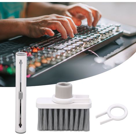 Brosse de nettoyage multifonctionnelle, brosse de nettoyage tout-en-un pour écouteurs Bluetooth, brosse de dépoussiérage portable pour téléphones portables et claviers numériques (1/5)