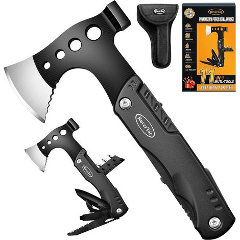Multitool Beil 11-in-1 Axt Messer Hammer Säge Überleben Camping Schwarz (1/5)