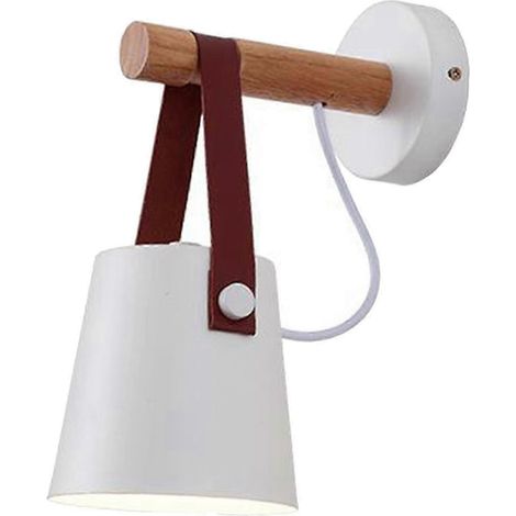 Lampe murale Loviver Fashion style nordique moderne, abat-jour en bois, lampe de chevet-White